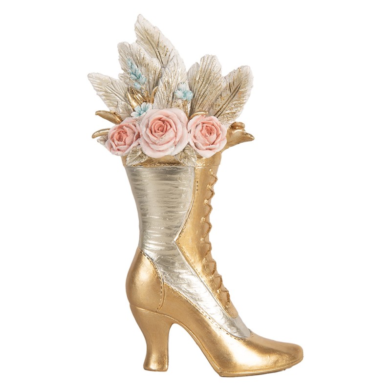 Clayre & Eef Decorative Figurine Shoe 14x7x22 cm Gold colored Plastic