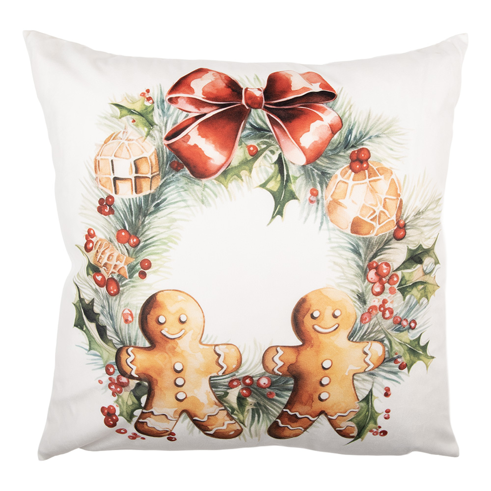 Clayre & Eef Kussenhoes 45x45 cm Wit Polyester afbeelding