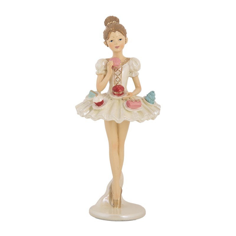 Clayre & Eef Dekorationsfigur Ballerina Ø 10x24 cm Weiß Beige Kunststoff