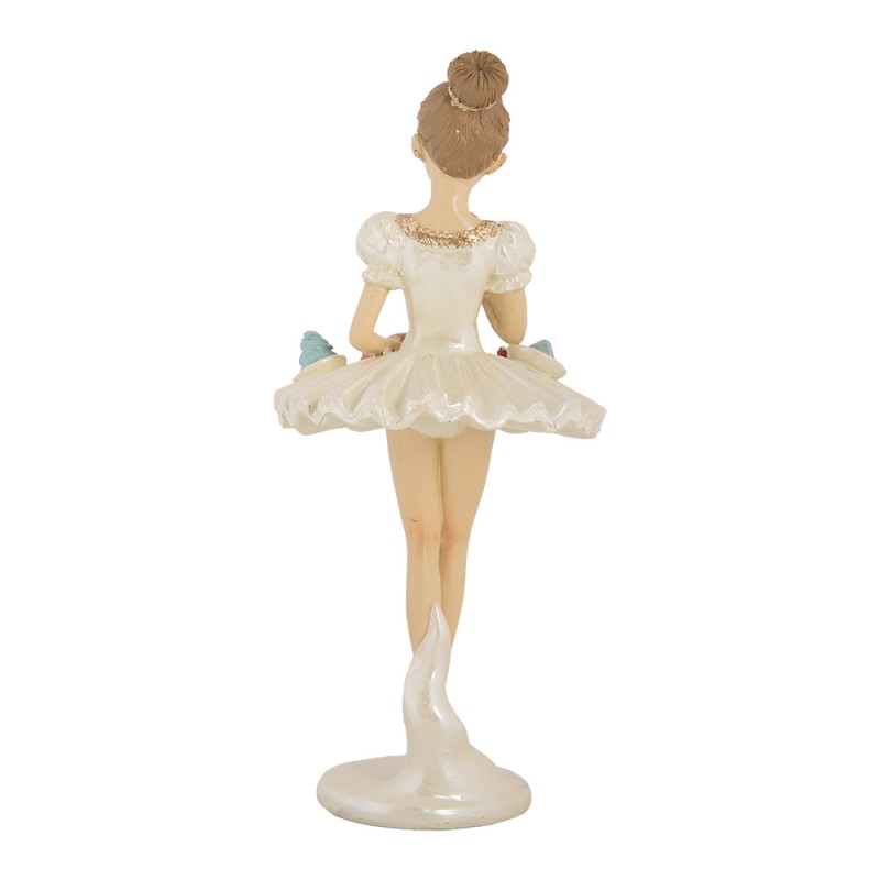 Clayre & Eef Dekorationsfigur Ballerina Ø 10x24 cm Weiß Beige Kunststoff