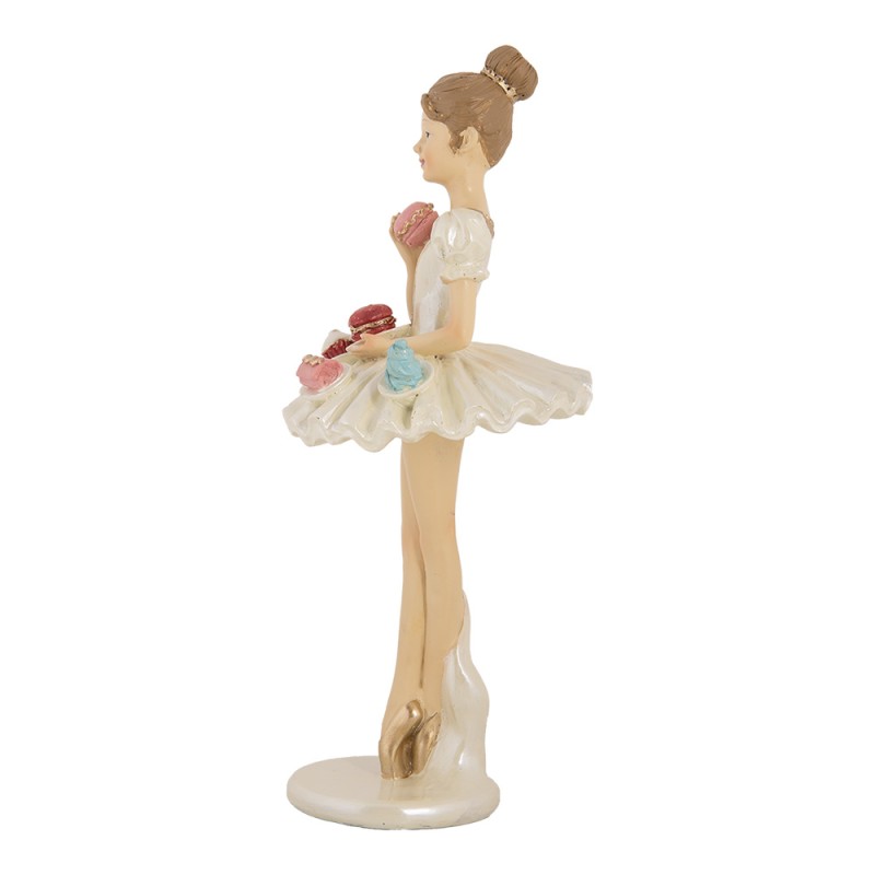 Clayre & Eef Dekorationsfigur Ballerina Ø 10x24 cm Weiß Beige Kunststoff