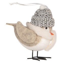 Clayre & Eef Decoration Bird 6x6x14 cm White Synthetic