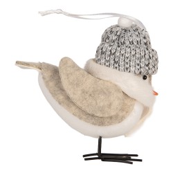 Clayre & Eef Decoration Bird 6x6x14 cm White Synthetic