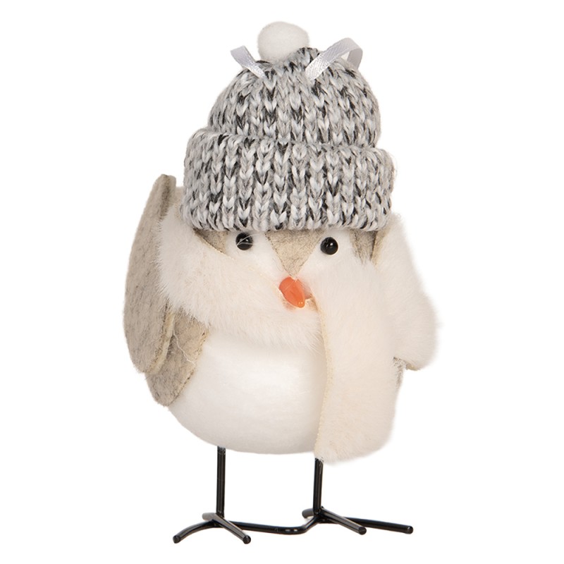 Clayre & Eef Decoration Bird 6x6x14 cm White Synthetic