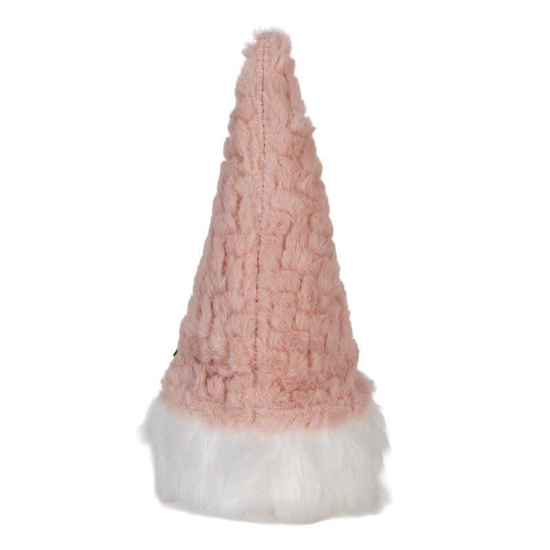 Clayre & Eef Weihnachtsdekoration mit LED-Beleuchtung Zwerg LED 10x10x25 cm / 3xAA Rosa Weiß Synthetisch