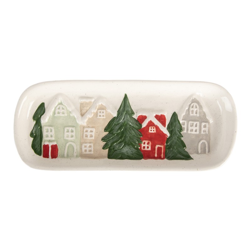 Clayre & Eef Decoratie schaal 30x12x3 cm Wit Keramiek