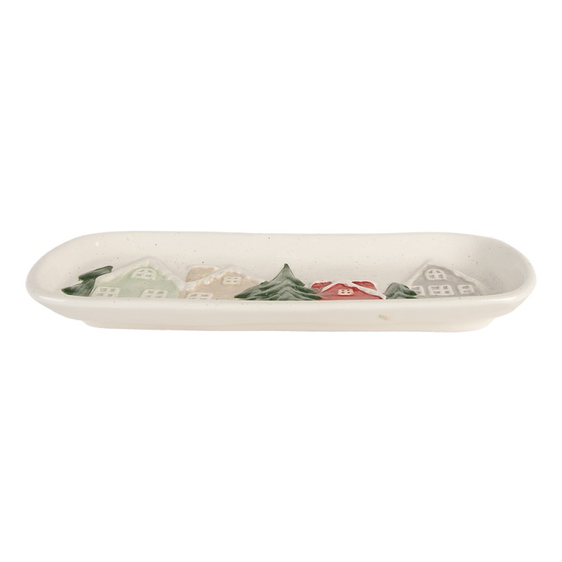 Clayre & Eef Decoratie schaal 30x12x3 cm Wit Keramiek