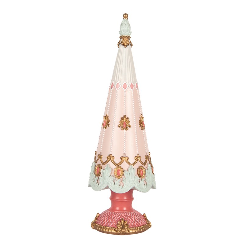 Clayre & Eef Statuetta decorativa di Natale Albero di Natale Ø 10x30 cm Rosa Plastica
