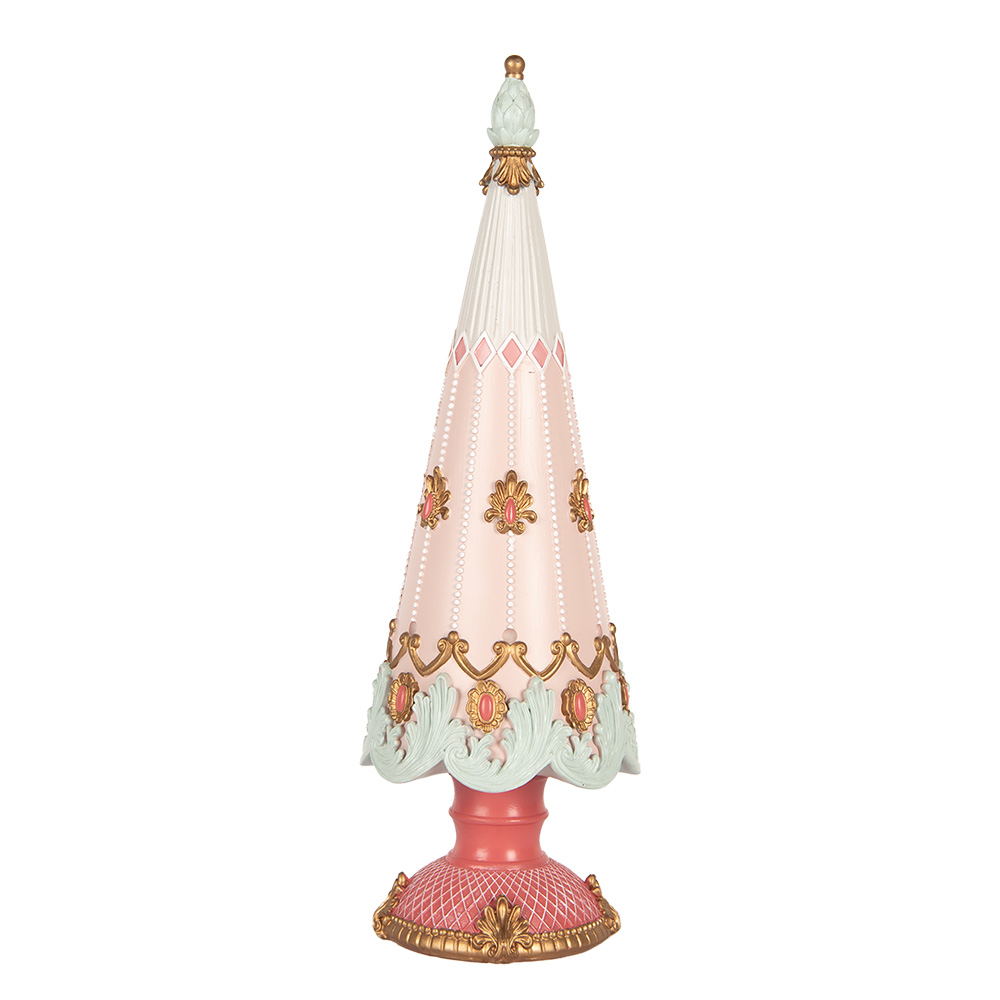 Clayre & Eef Kerstdecoratie Beeld Kerstboom Ø 10x30 cm Roze Kunststof afbeelding 1