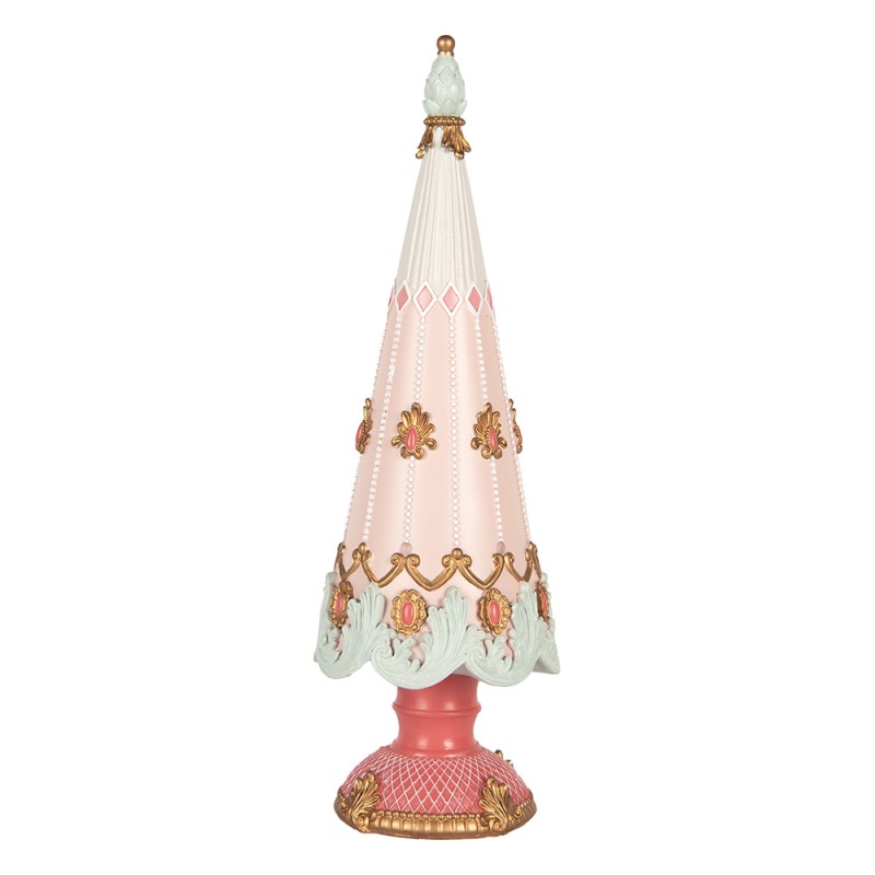 Clayre & Eef Statuetta decorativa di Natale Albero di Natale Ø 10x30 cm Rosa Plastica