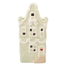 Clayre & Eef Decorativa Casa con LED Casa 11x9x22 cm Verde Ceramica