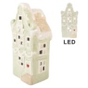 Clayre & Eef Decorativa Casa con LED Casa 11x9x22 cm Verde Ceramica