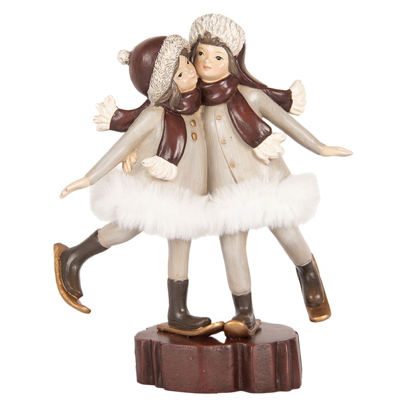 Clayre & Eef Dekorationsfigur Kinder 15x7x18 cm Grau Kunststoff