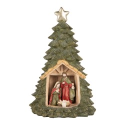 Clayre & Eef Decorazione natalizia con illuminazione a LED Albero di Natale Ø 15x25 cm Verde Plastica