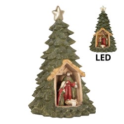 Clayre & Eef Decorazione natalizia con illuminazione a LED Albero di Natale Ø 15x25 cm Verde Plastica