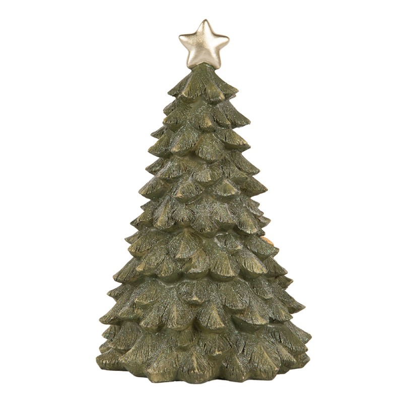 Clayre & Eef Decorazione natalizia con illuminazione a LED Albero di Natale Ø 15x25 cm Verde Plastica