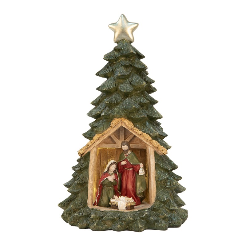 Clayre & Eef Decorazione natalizia con illuminazione a LED Albero di Natale Ø 15x25 cm Verde Plastica