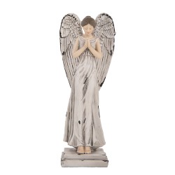 Clayre & Eef Decorative Figurine Angel 23 cm White Grey Plastic