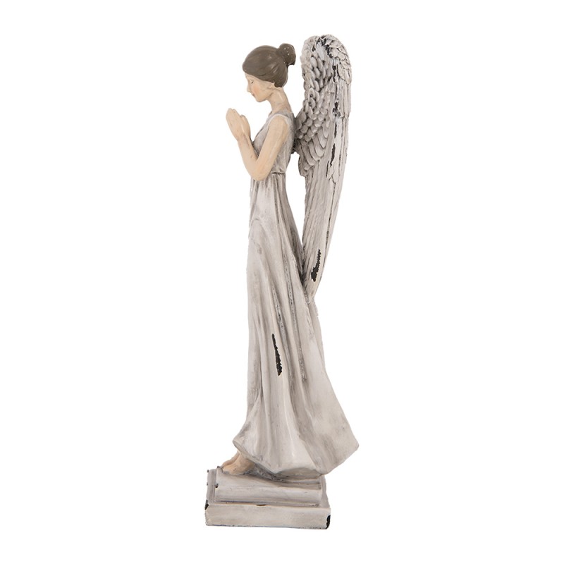Clayre & Eef Decorative Figurine Angel 23 cm White Grey Plastic