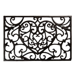 Clayre & Eef Paillasson Coeur 59x39x2 cm Marron Métal