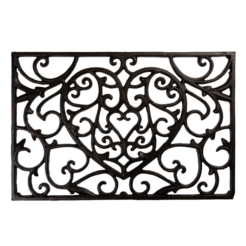 Clayre & Eef Paillasson Coeur 59x39x2 cm Marron Métal