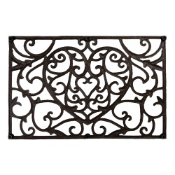 Clayre & Eef Paillasson Coeur 59x39x2 cm Marron Métal