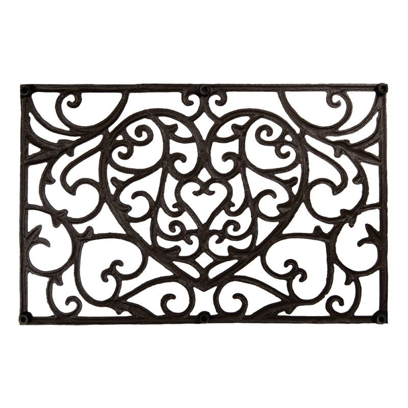 Clayre & Eef Paillasson Coeur 59x39x2 cm Marron Métal