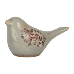 Clayre & Eef Dekoration Vogel 22x9x12 cm Grau Keramik Blumen