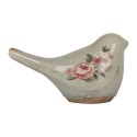 Clayre & Eef Décoration Oiseau 16x7x9 cm Gris Céramique Fleurs