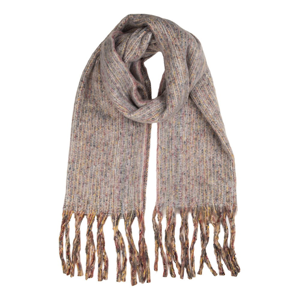 Clayre & Eef Wintersjaal Dames 50x210 cm Grijs Textiel afbeelding 1