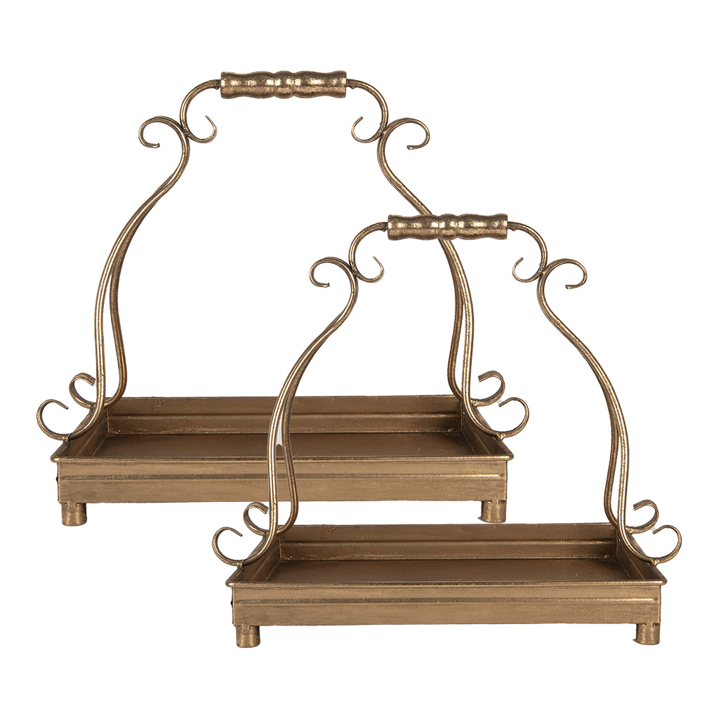 Clayre&Eef Decoratie schaal set van 2 Goudkleurig Metaal afbeelding