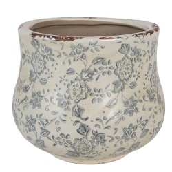 Clayre & Eef Pot de fleurs Ø 18x15 cm Vert Céramique Fleurs