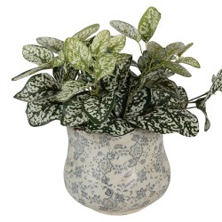 Clayre & Eef Pot de fleurs Ø 18x15 cm Vert Céramique Fleurs