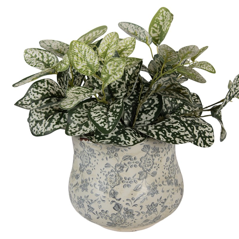 Clayre & Eef Pot de fleurs Ø 18x15 cm Vert Céramique Fleurs
