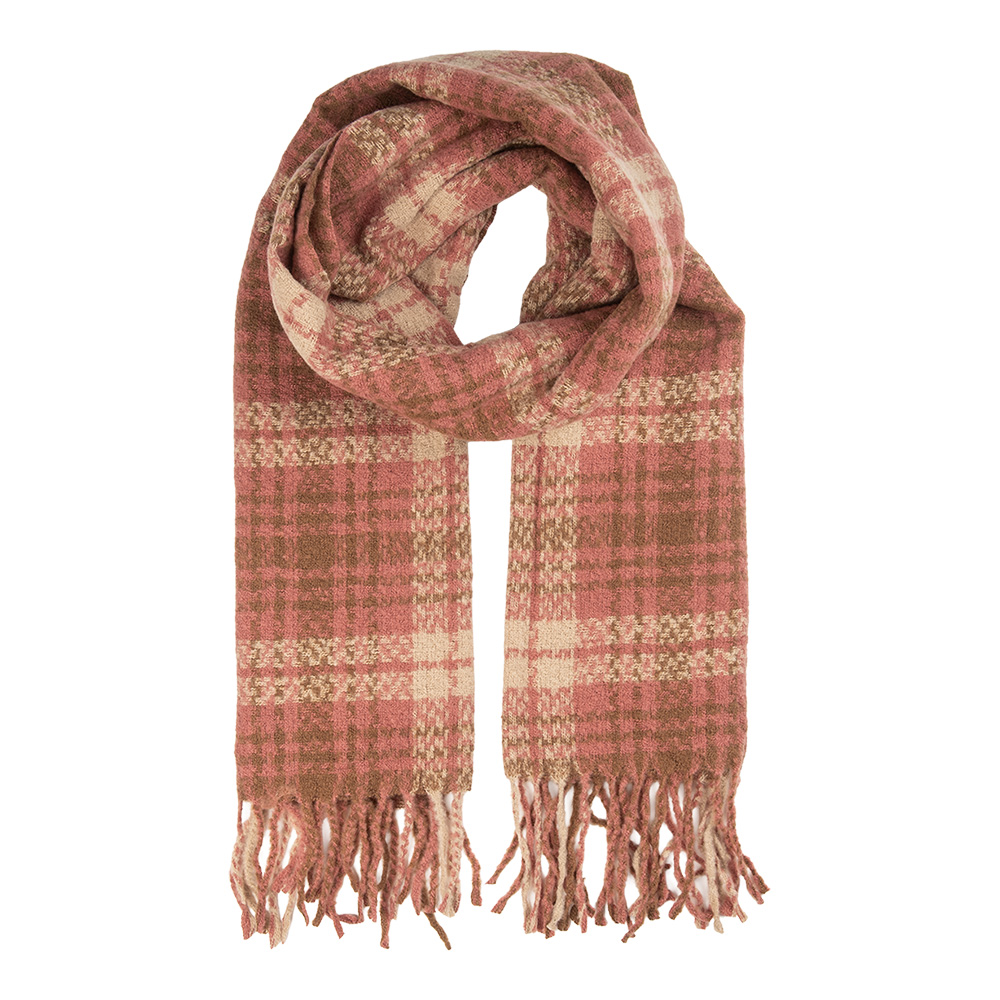 Clayre & Eef Wintersjaal Dames 50x210 cm Roze Textiel afbeelding 1