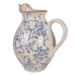 Clayre & Eef Dekorative Kanne 21x16x25 cm Beige Keramik Blumen