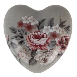 Clayre & Eef Décoration Coeur 8x8x4 cm Fleurs