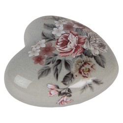Clayre & Eef Décoration Coeur 8x8x4 cm Fleurs