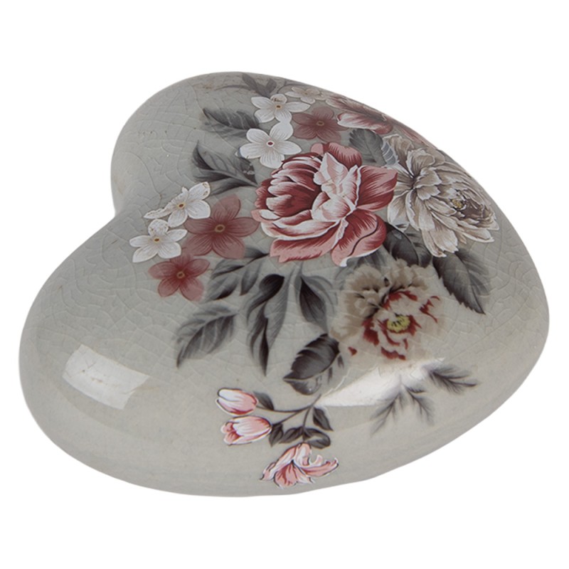 Clayre & Eef Décoration Coeur 8x8x4 cm Fleurs