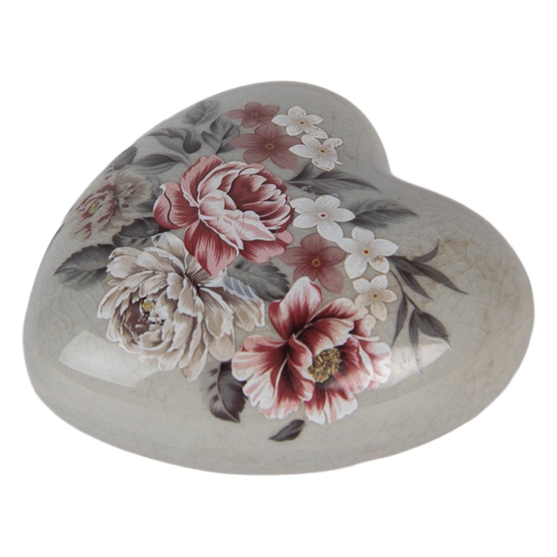 Clayre & Eef Décoration Coeur 8x8x4 cm Fleurs