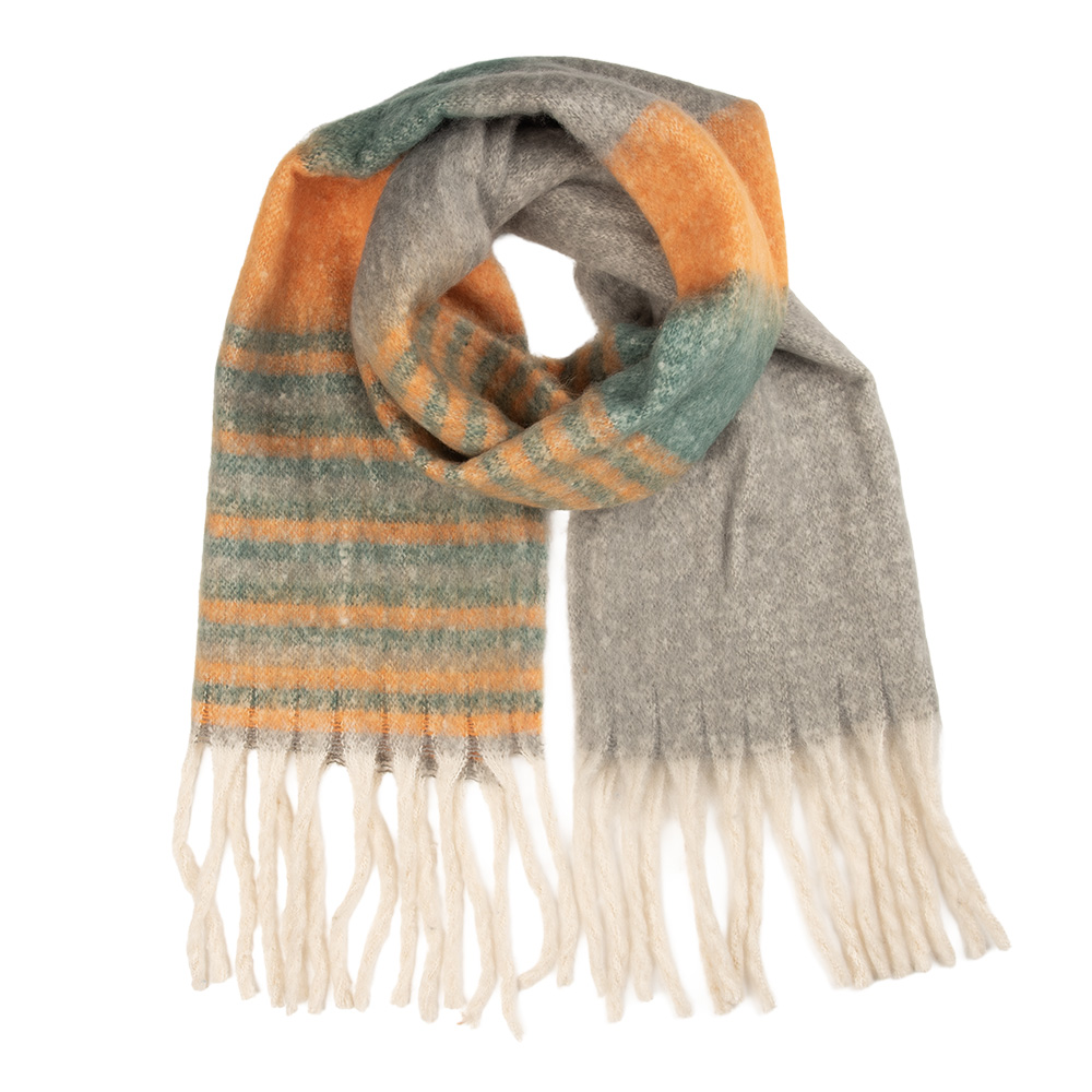 Clayre & Eef Wintersjaal Dames 50x180 cm Geel Textiel afbeelding 1