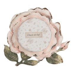 Clayre & Eef Bilderrahmen Blume Ø 8 cm Rosa Kunststoff