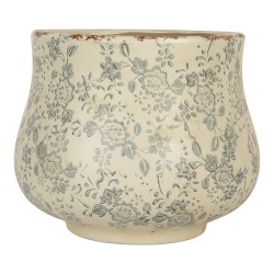 Clayre & Eef Pot de fleurs Ø 21x17 cm Beige Céramique Fleurs