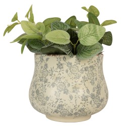 Clayre & Eef Pot de fleurs Ø 21x17 cm Beige Céramique Fleurs
