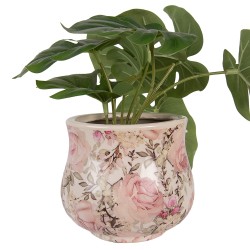 Clayre & Eef Pot de fleurs Ø 15x13 cm Beige Céramique Fleurs