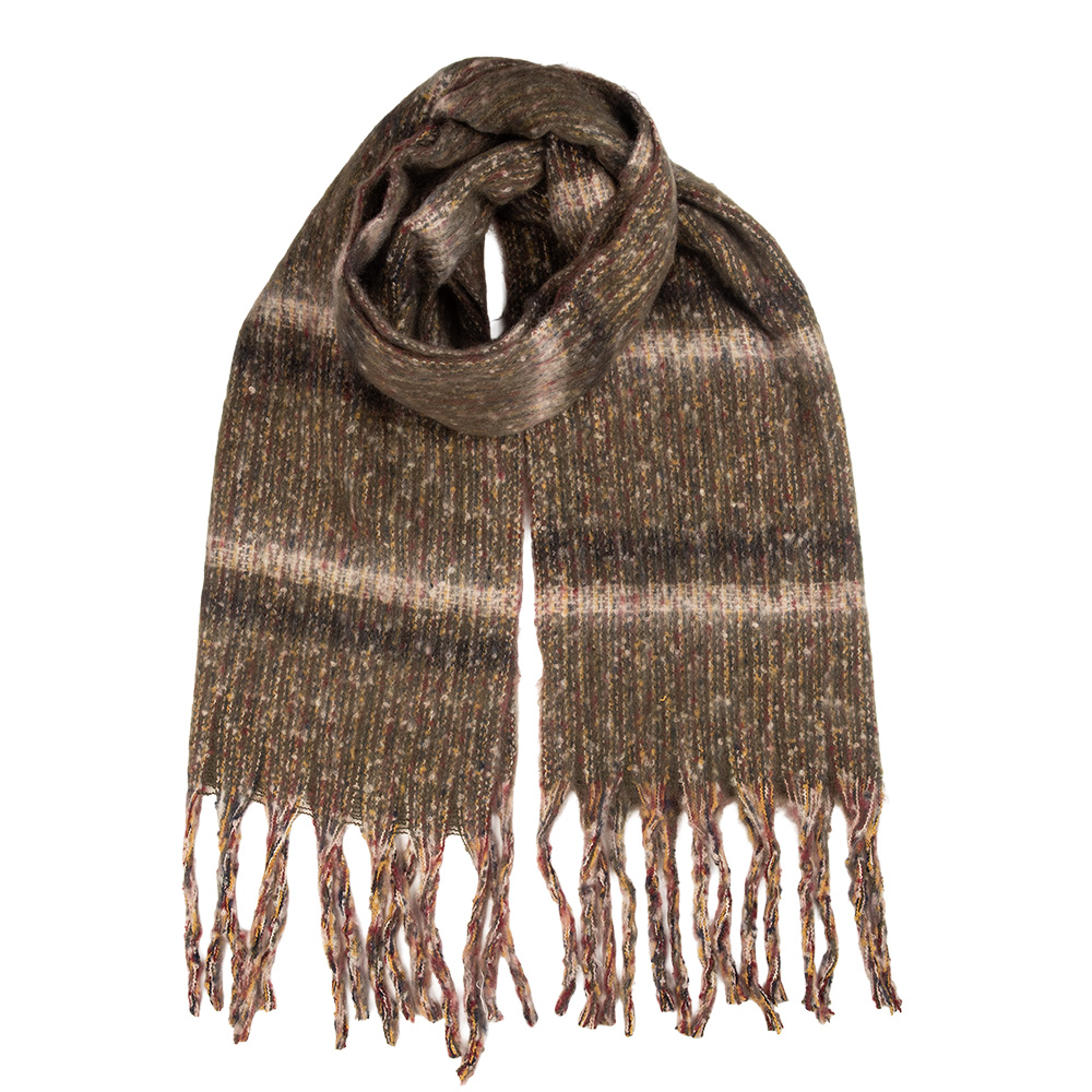 Clayre&Eef Wintersjaal Dames 50x210 cm Bruin Textiel afbeelding