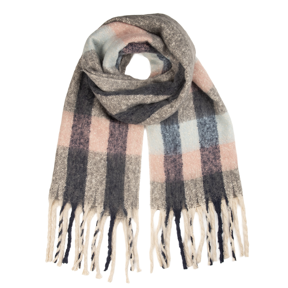Clayre&Eef Wintersjaal Dames 50x210 cm Blauw Textiel afbeelding