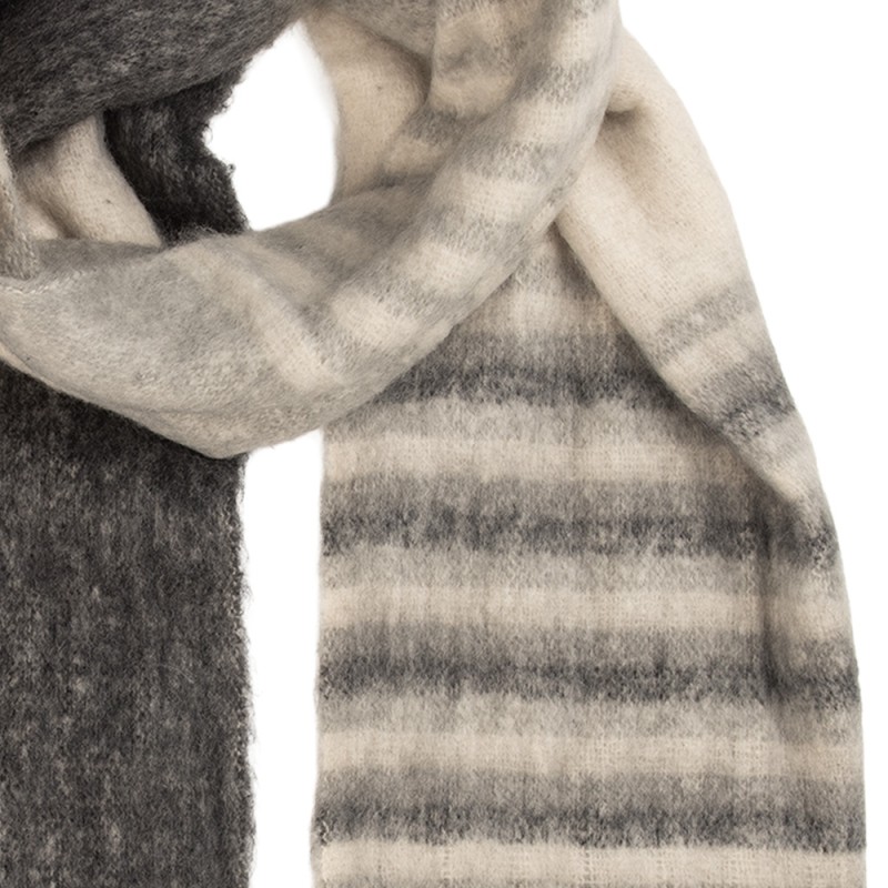 Clayre & Eef Sciarpa invernale da donna 50x180 cm Grigio Tessuto