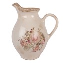Clayre & Eef Brocca decorativa 21x16x25 cm Beige Ceramica Fiori