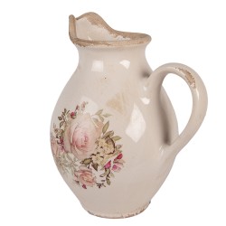Clayre & Eef Brocca decorativa 21x16x25 cm Beige Ceramica Fiori